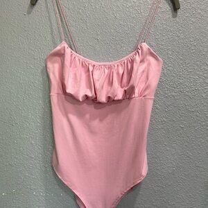 gaze Soft Pink Gathered Neckline Tank Bodysuit